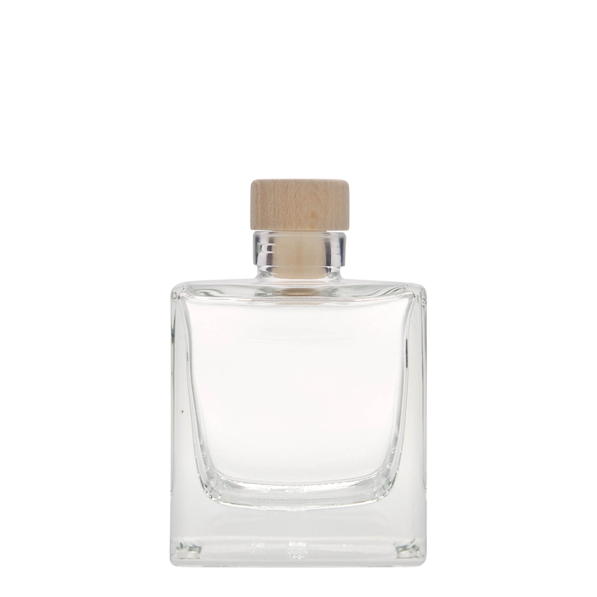200 ml Glasflasche 'Cube', quadratisch, Mündung: Kork 200 ml Glasflasche 'Cube', quadratisch, Mündung: Kork