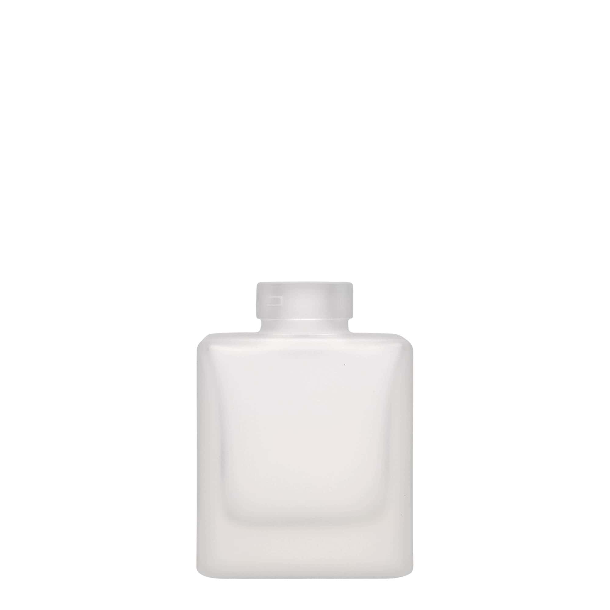 100 ml Glasflasche «Cube», quadratisch, geeist, Mündung: Kork