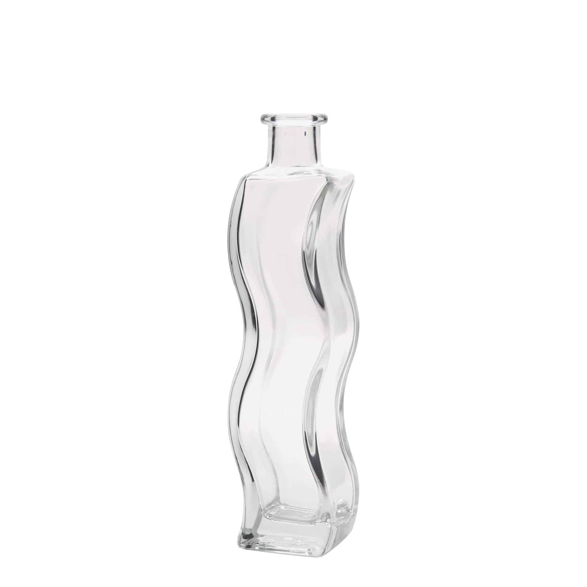 200 ml Glasflasche «Welle», quadratisch, Mündung: Kork