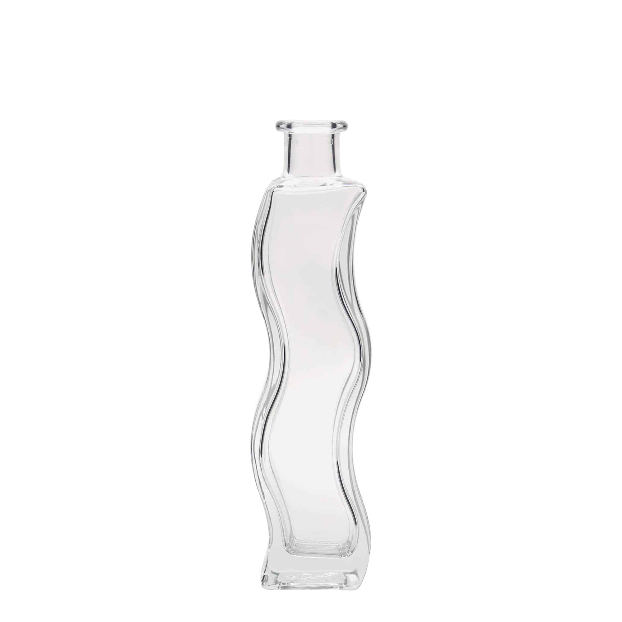 200 ml Glasflasche 'Welle', quadratisch, Mündung: Kork 200 ml Glasflasche 'Welle', quadratisch, Mündung: Kork