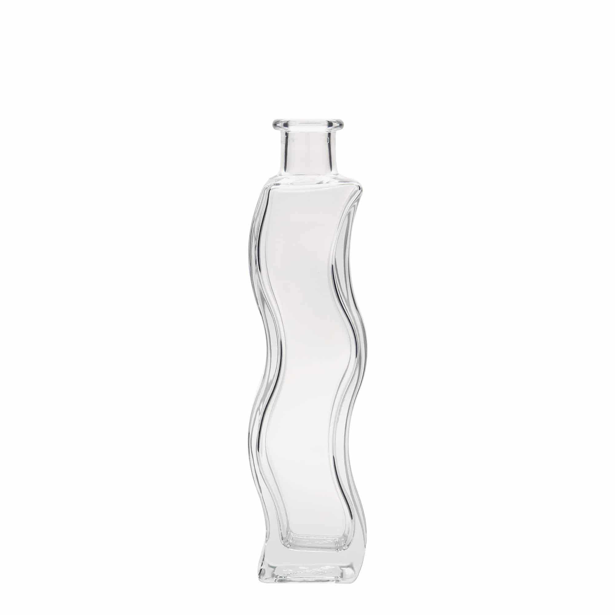 200 ml Glasflasche «Welle», quadratisch, Mündung: Kork