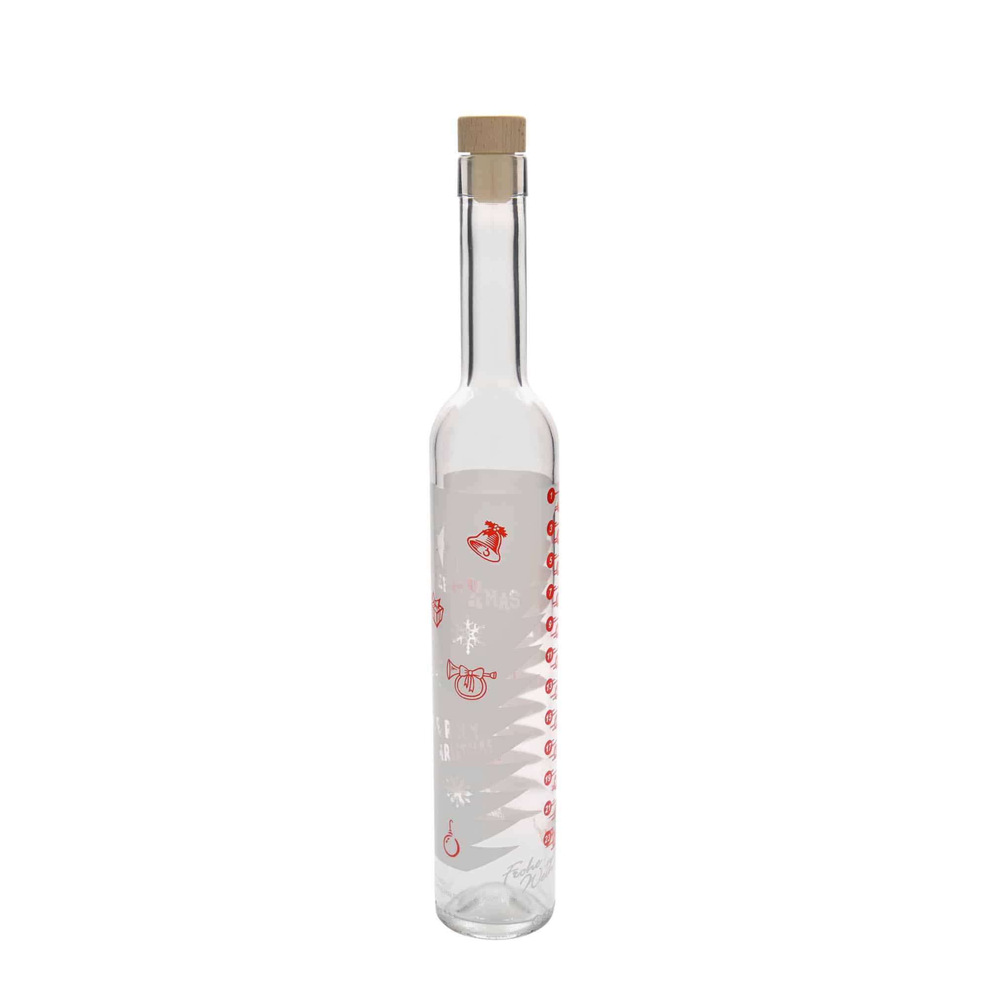 500 ml Glasflasche Maximo bedruckt «Adventskalender», Mündung: Kork