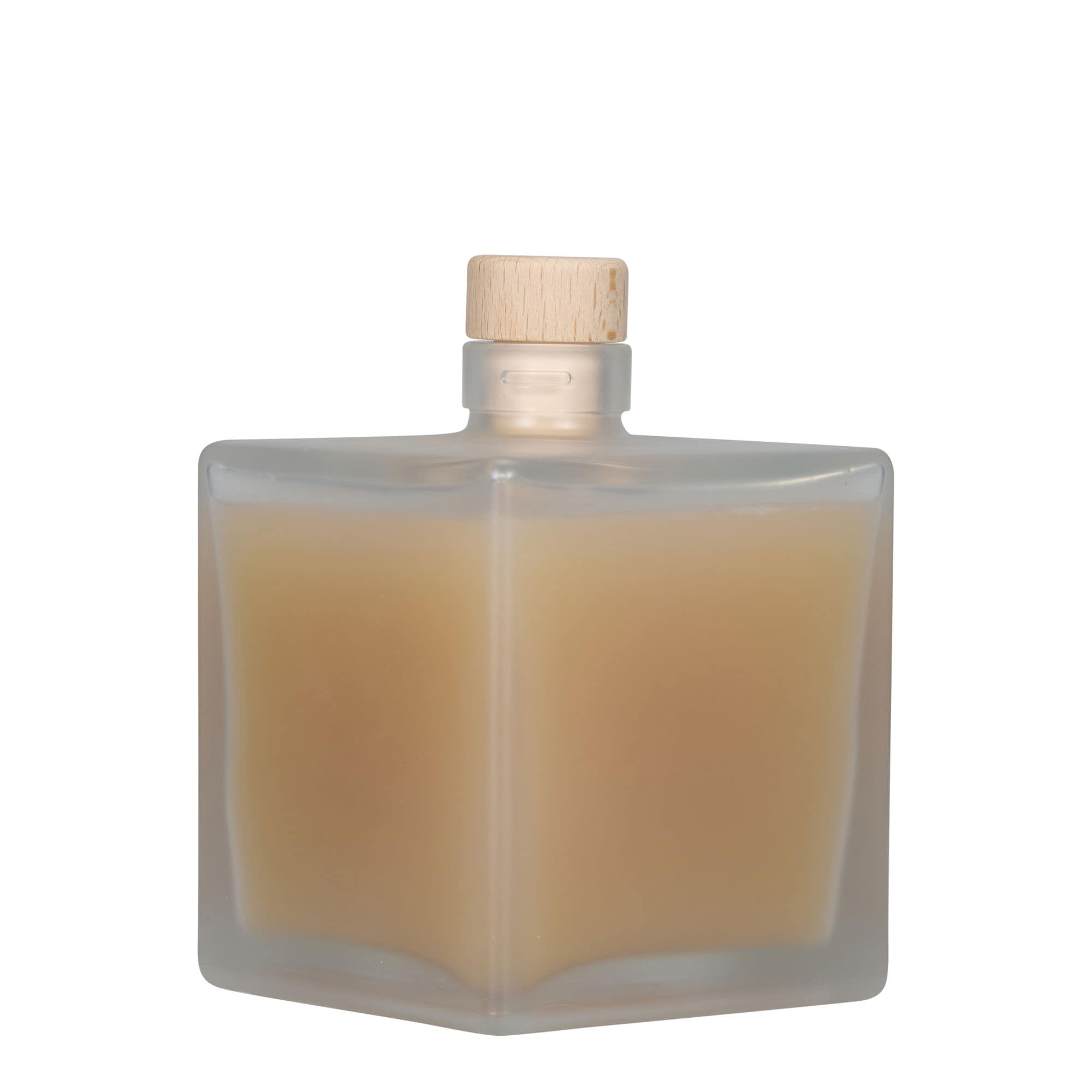500 ml Glasflasche «Cube», quadratisch, geeist, Mündung: Kork