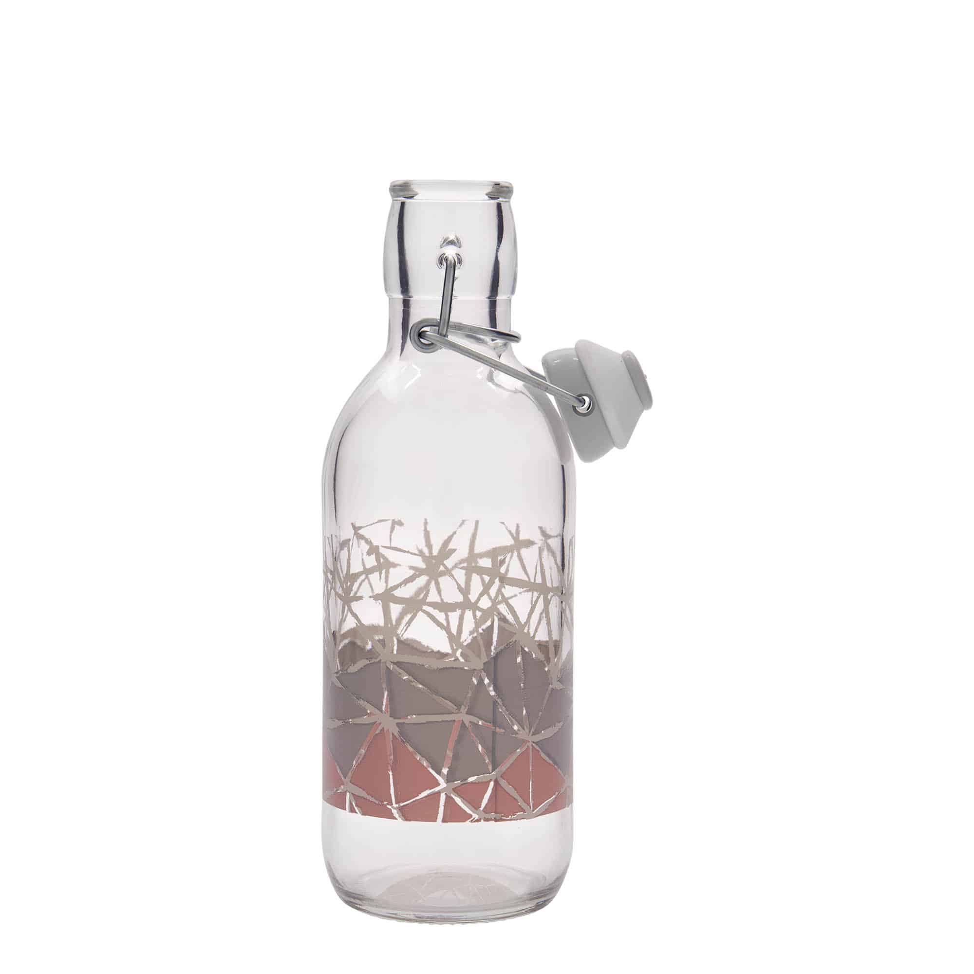 500 ml Glasflasche Emilia bedruckt «Manolibera rosa», Mündung: Bügelverschluss