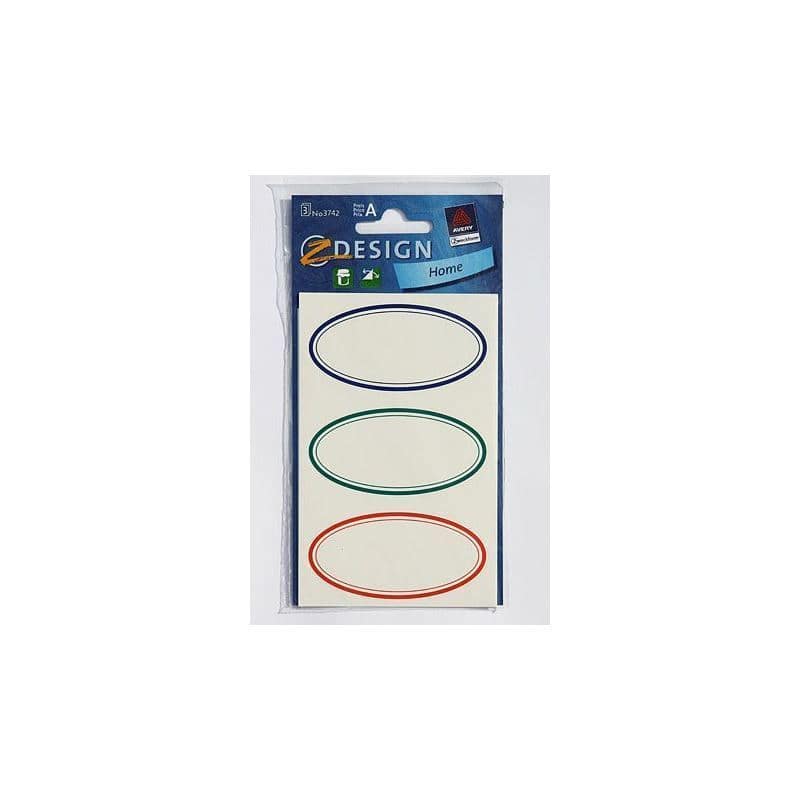 Zweckform Etiketten «Bunter Rahmen», oval, Papier, mehrfarbig
