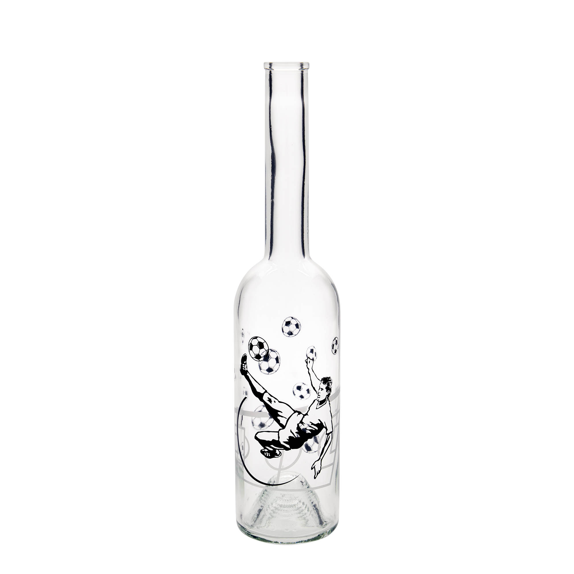 500 ml Glasflasche «Opera», Motiv: Fussballspieler, Mündung: Kork